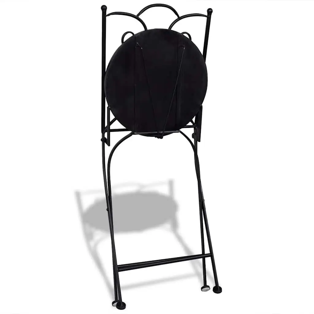 3 Piece Bistro Set Blue White Ceramic Tile Outdoor Patio Garden Furniture Chairs