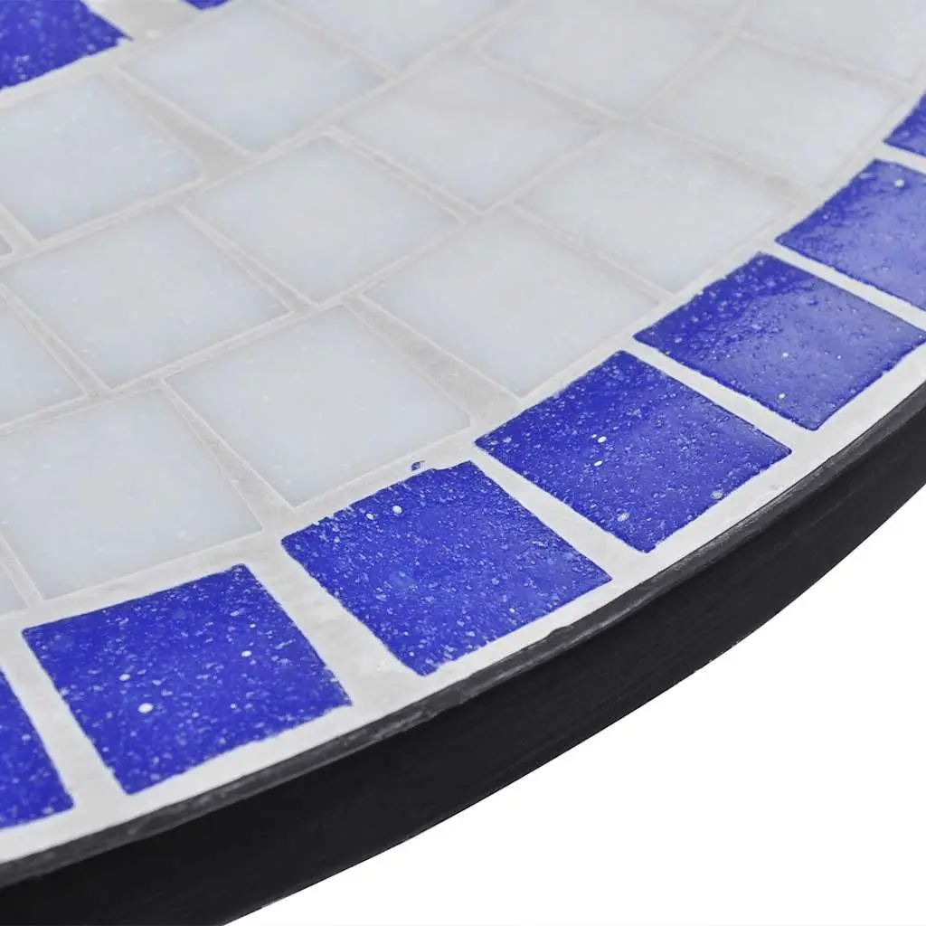3 Piece Bistro Set Blue White Ceramic Tile Outdoor Patio Garden Furniture Chairs