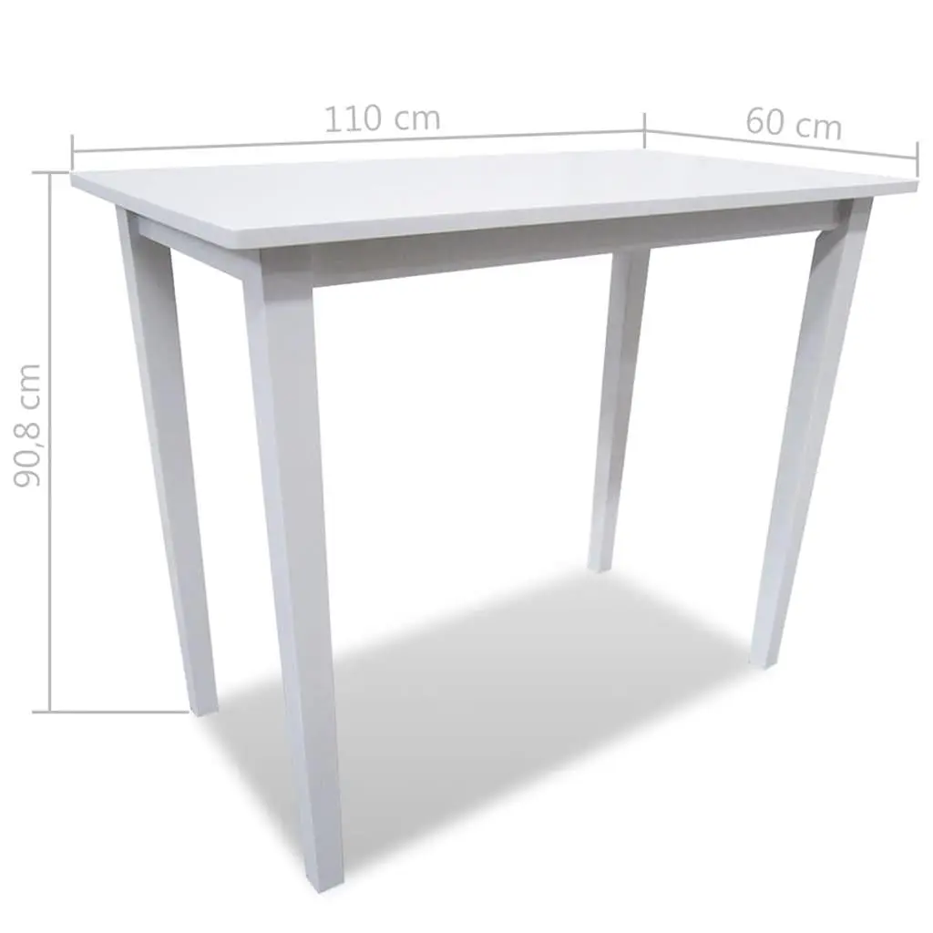 White Wooden Bar Table and 4 Bar Stools Set Kitchen Dining Room Furniture Combo