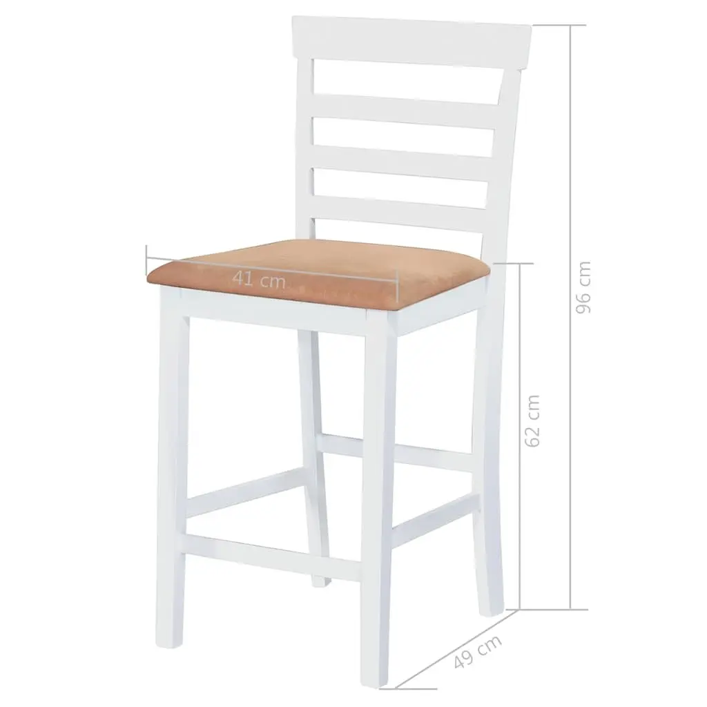 White Wooden Bar Table and 4 Bar Stools Set Kitchen Dining Room Furniture Combo
