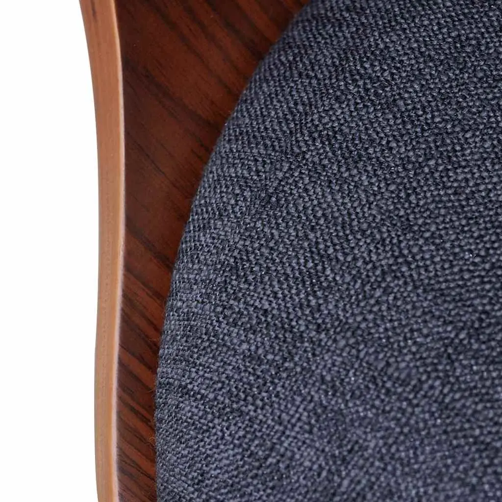 Dining Chairs 4 Piece Set Grey Bent Wood Fabric Armrest Kitchen Room Seating