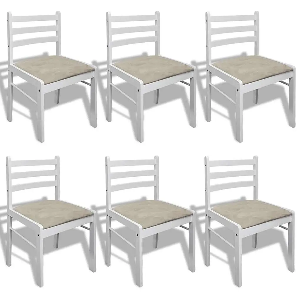 Dining Chairs Set 6 Piece White Wood Kitchen Room Seating Padded