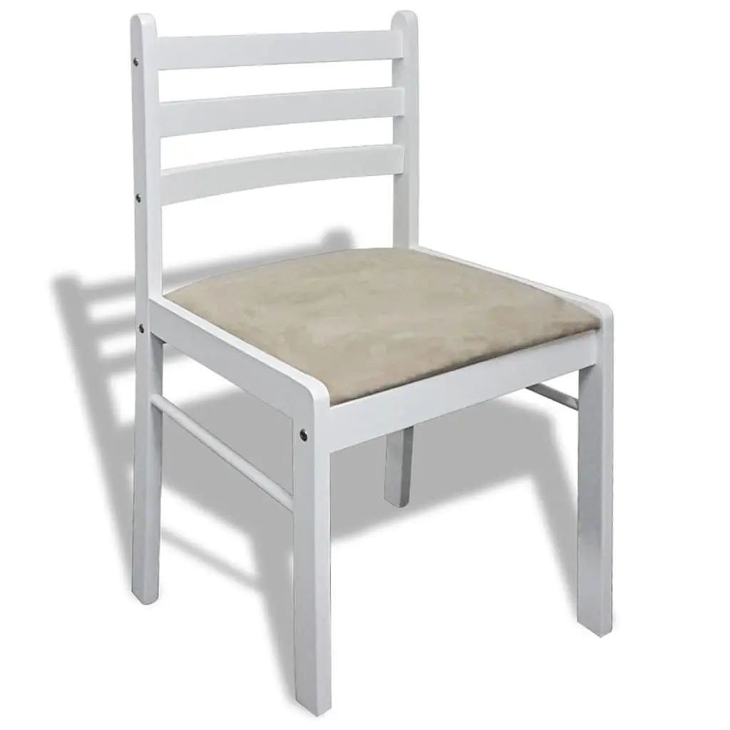 Dining Chairs Set 6 Piece White Wood Kitchen Room Seating Padded