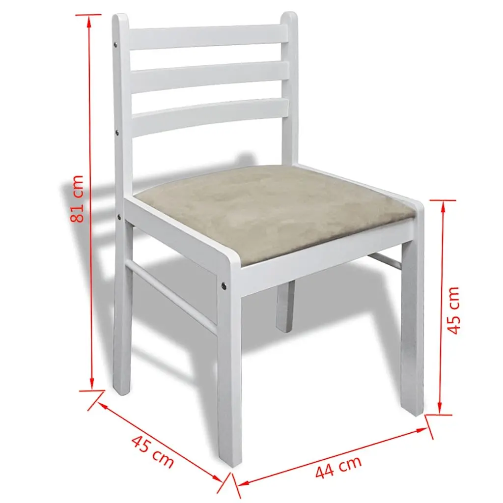 Dining Chairs Set 6 Piece White Wood Kitchen Room Seating Padded
