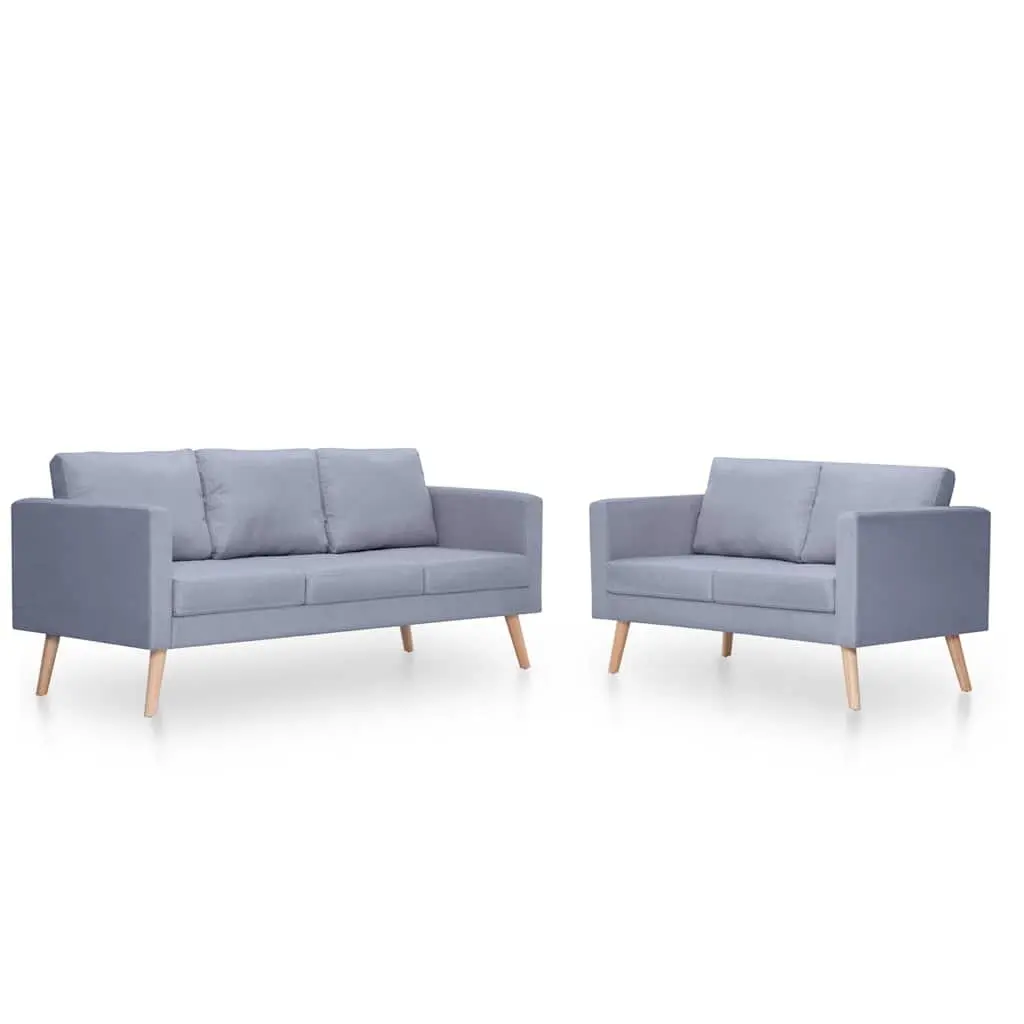 Sofa Set Living Room Couch 2-Seater 3-Seater Grey Fabric Padded Cushions