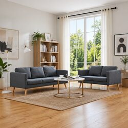 Grey Sofa Set with Comfortable Padded Cushions