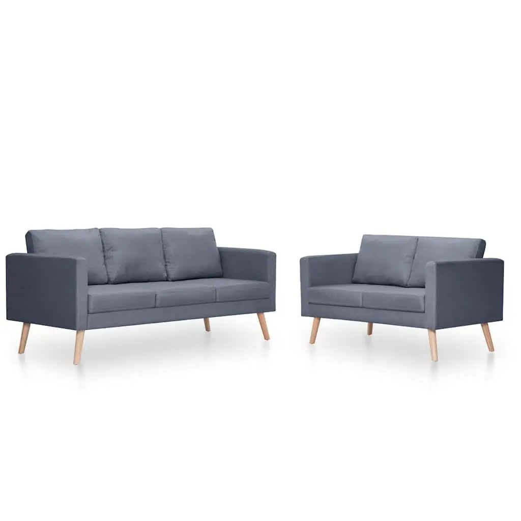 Sofa Set 2-Seater 3-Seater Grey Fabric Living Room Couch