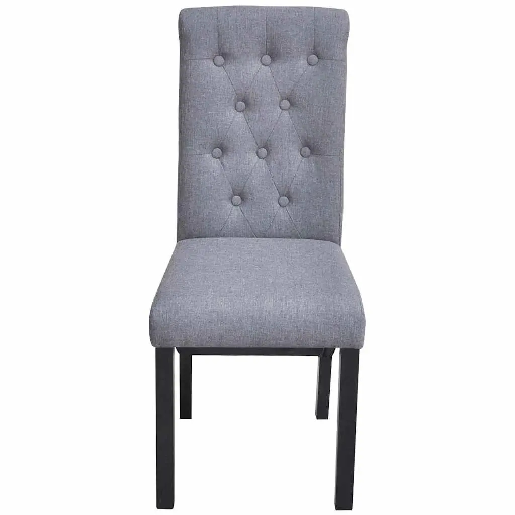 Dining Chairs Set of 4 Light Grey Upholstered Kitchen Seating Wooden Legs