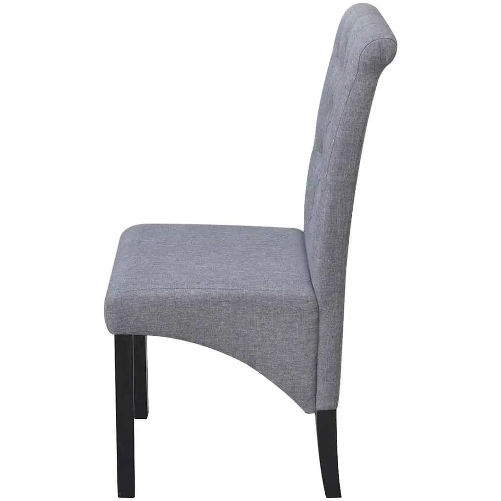 Dining Chairs Set of 4 Light Grey Upholstered Kitchen Seating Wooden Legs