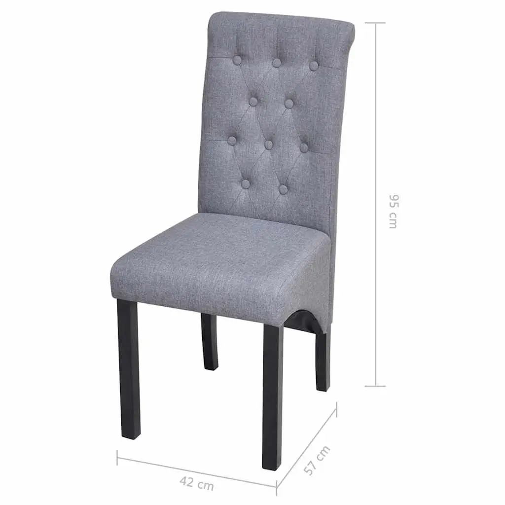 Dining Chairs Set of 4 Light Grey Upholstered Kitchen Seating Wooden Legs