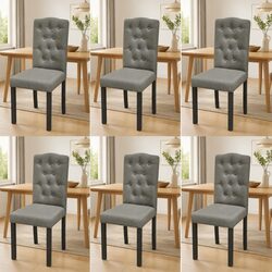 Grey Fabric Dining Chairs Set of 6 with Ergonomic Design