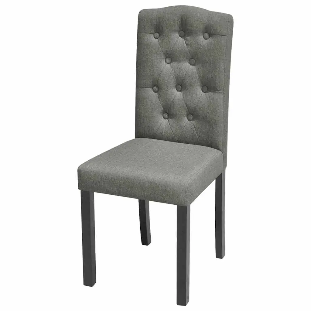 Dining Chairs Set of 6 Ergonomic Grey Fabric Kitchen Room Seat with Wooden Legs