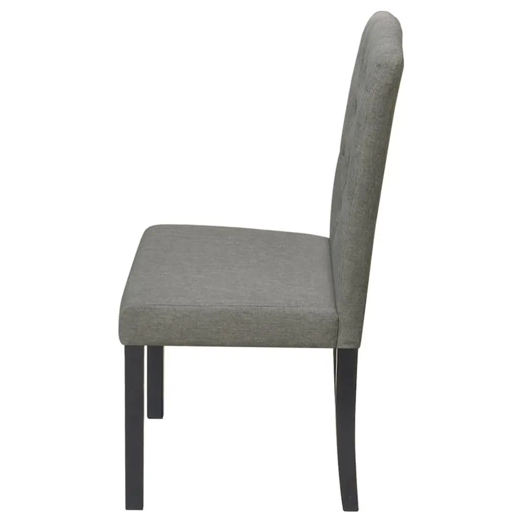 Dining Chairs Set of 6 Ergonomic Grey Fabric Kitchen Room Seat with Wooden Legs