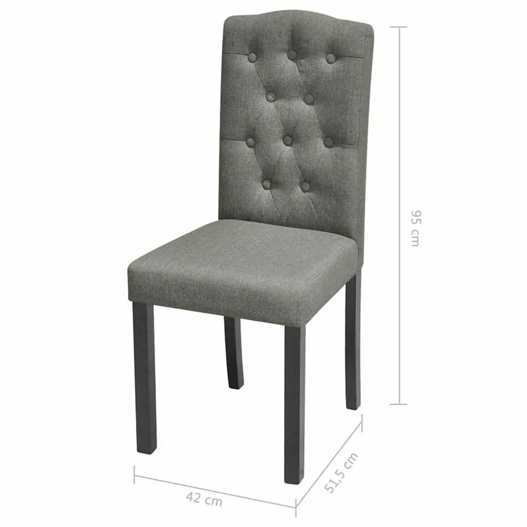 Dining Chairs Set of 6 Ergonomic Grey Fabric Kitchen Room Seat with Wooden Legs