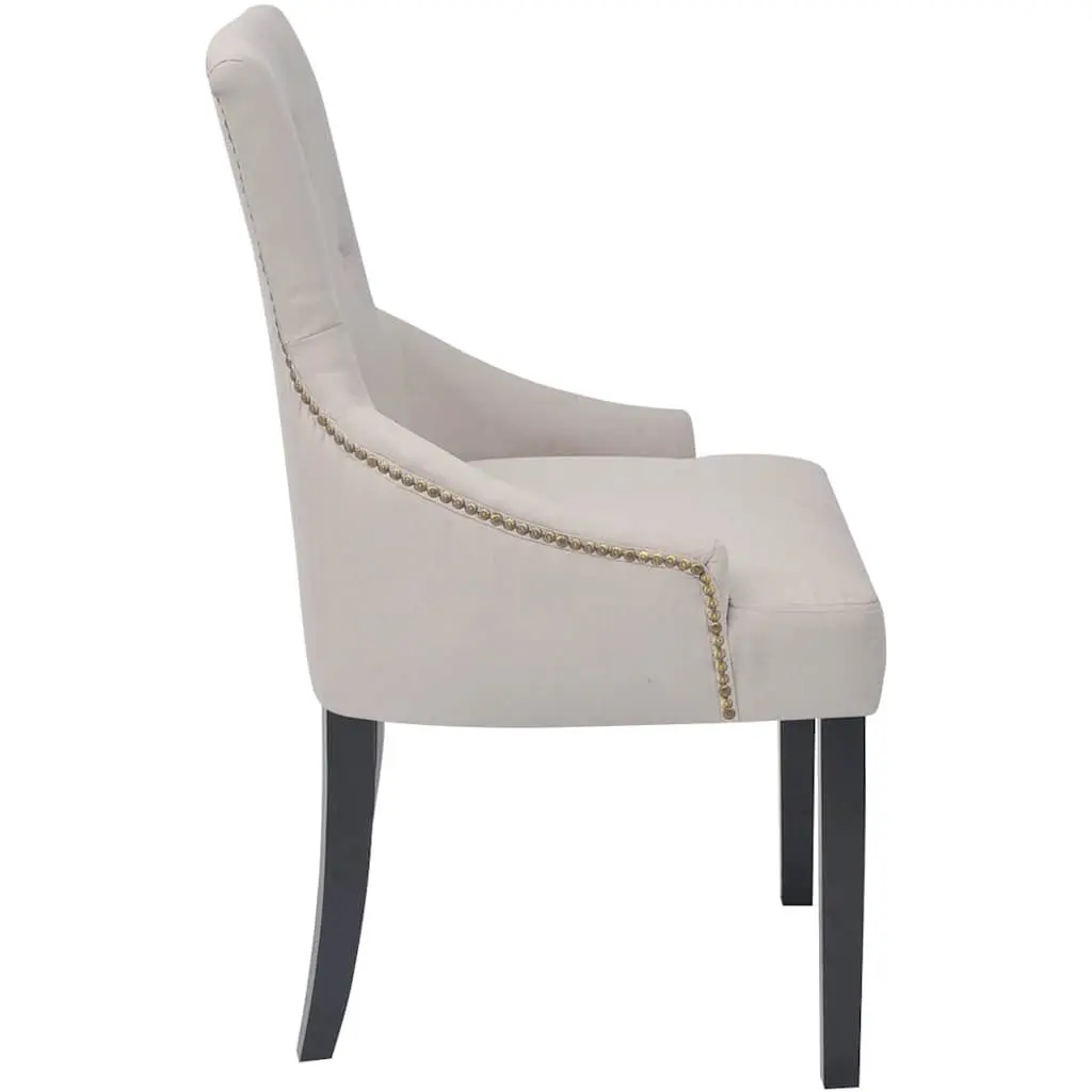 4 Piece Cream Fabric Dining Chairs with Armrests Padded Backrest for Kitchen and Living Room