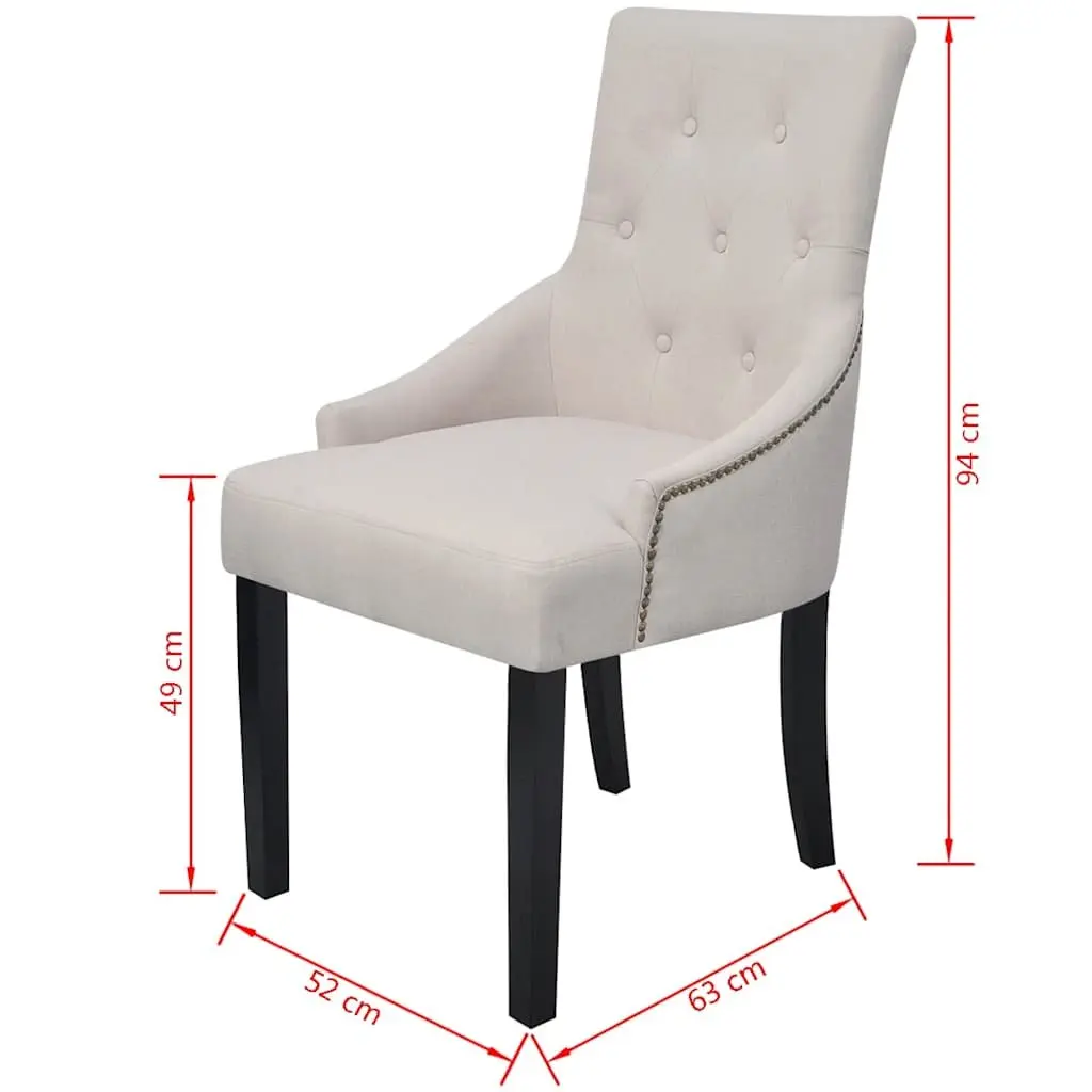 4 Piece Cream Fabric Dining Chairs with Armrests Padded Backrest for Kitchen and Living Room