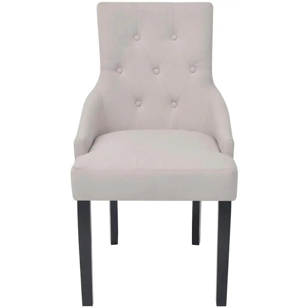Dining Chairs Set 6 Piece Cream Fabric Armrests Padded