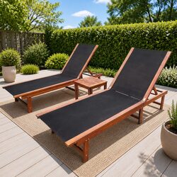 Durable Acacia Wood Sun Lounger Set with Value