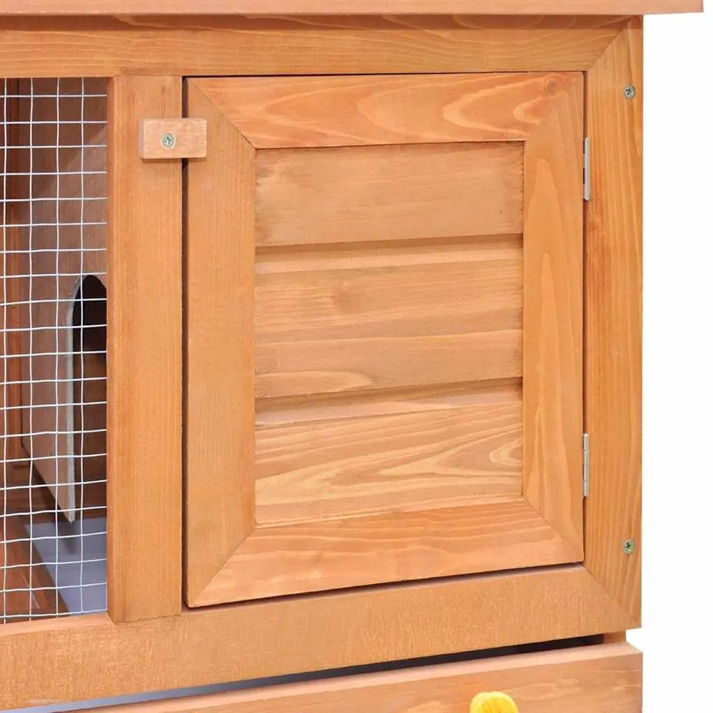 Outdoor Rabbit Hutch Small Pet Cage Wood 1 Door Brown