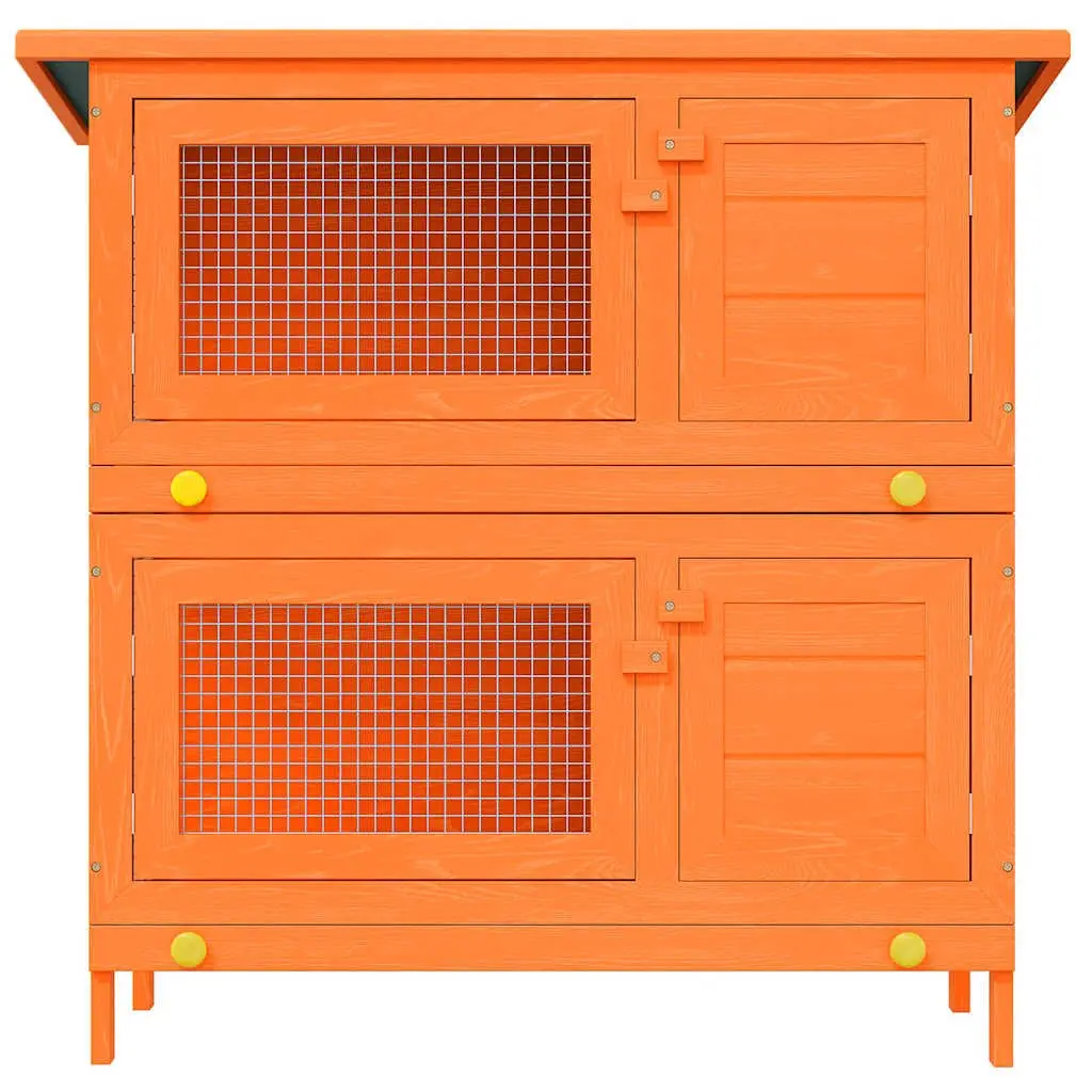 Outdoor Rabbit Hutch Small Pet Cage Wood Red 4 Door Exercise Enclosure
