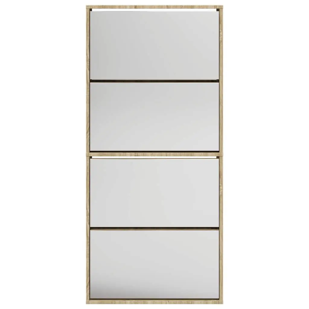 Shoe Cabinet Wall-Mounted Organiser 4-Layer Brown