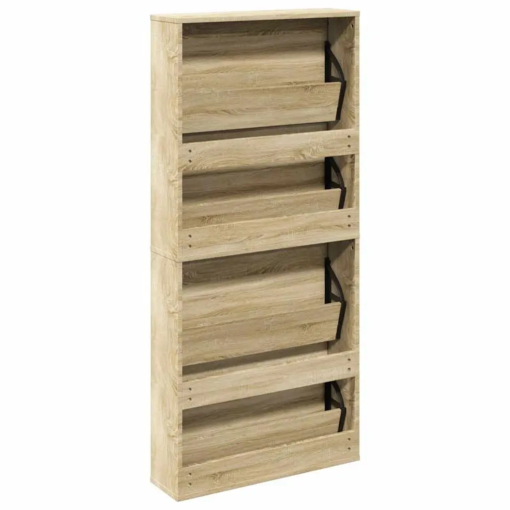 Shoe Cabinet Wall-Mounted Organiser 4-Layer Brown