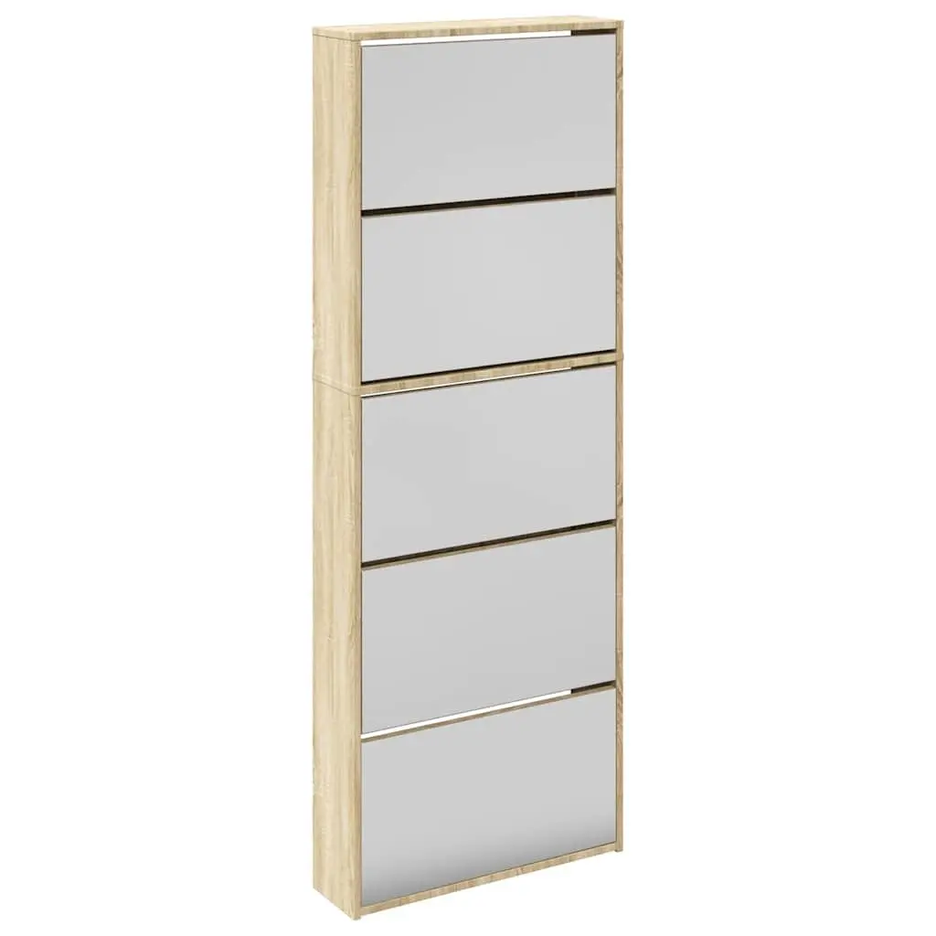 Shoe Cabinet Organiser 5 Layer Wall-Mounted Footwear Storage Unit Brown