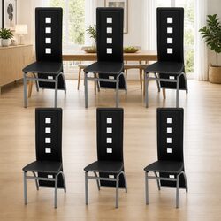 Comfort and Value: 6 Black Faux Leather Dining Chairs