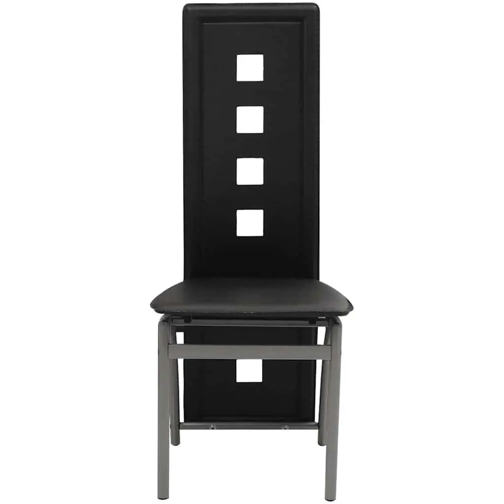 Dining Chairs Set of 6 High Backrest Black Faux Leather