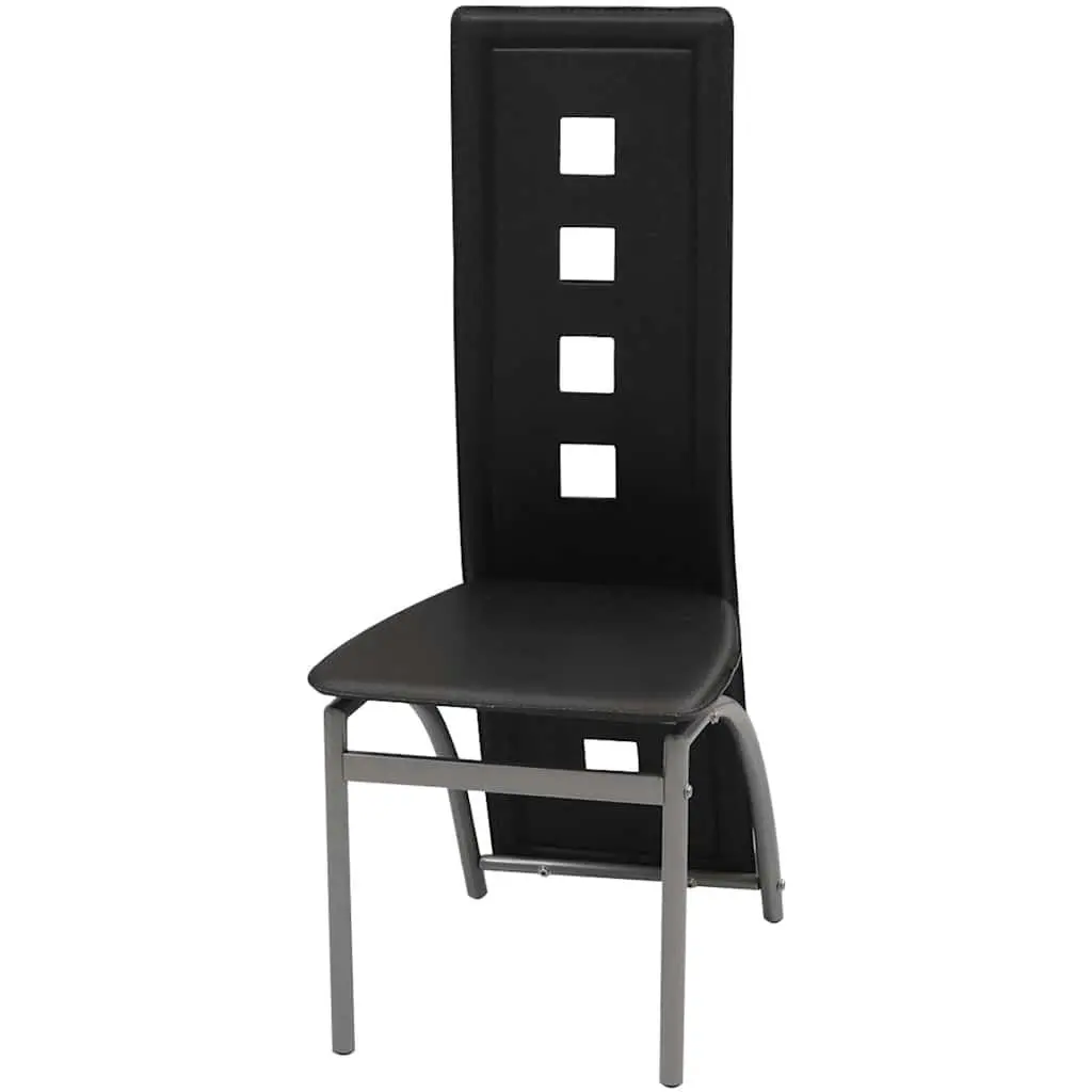 Dining Chairs Set of 6 High Backrest Black Faux Leather