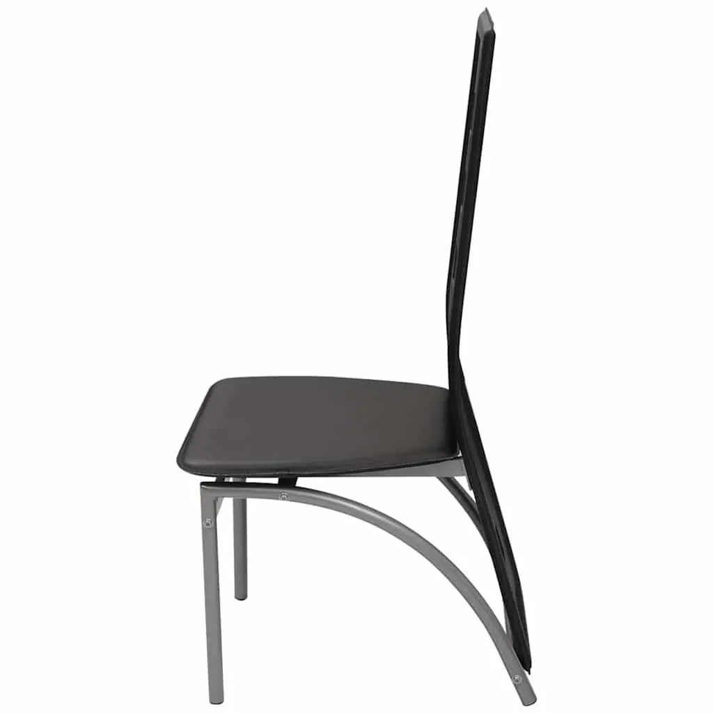 Dining Chairs Set of 6 High Backrest Black Faux Leather