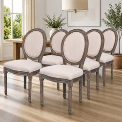 Comfort and Style: 6 Cream Linen Dining Chairs