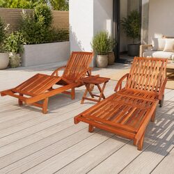 Comfortable Acacia Wood Lounger Set for Outdoor Relaxation