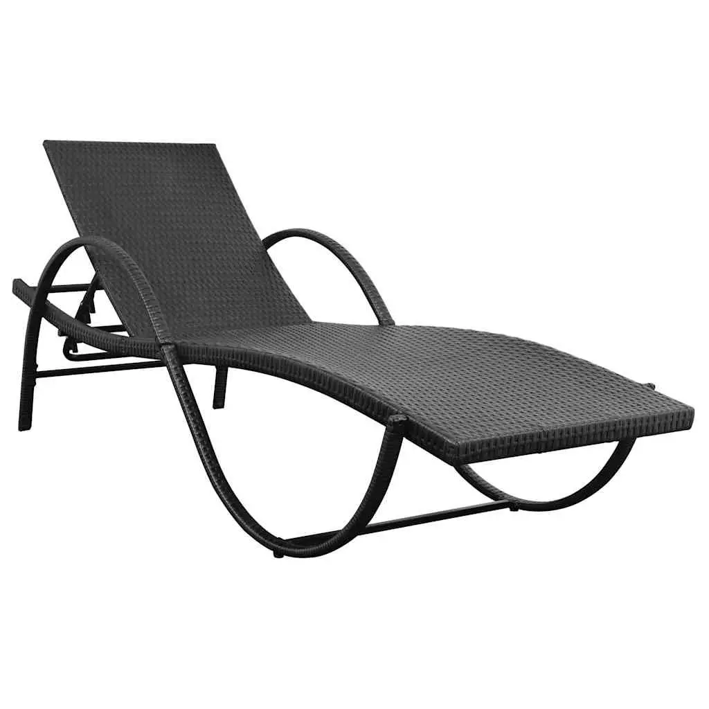 Sun Loungers Set 2pcs Outdoor Garden Beach Poly Rattan Black