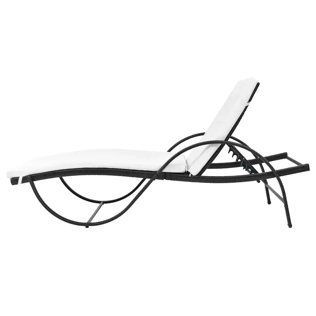 Sun Loungers Set 2pcs Outdoor Garden Beach Poly Rattan Black