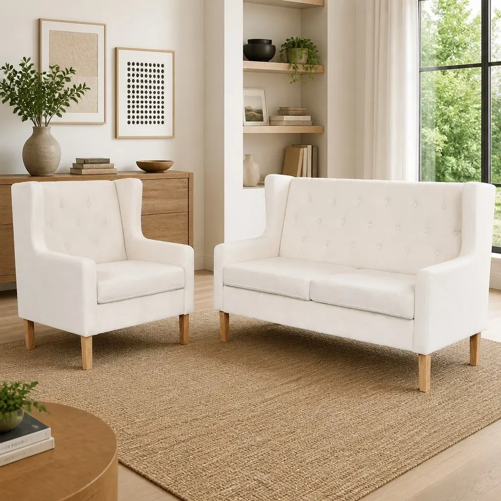 2-Piece White Sofa Set for Comfort
