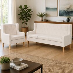 Comfortable and Durable 2-Piece Sofa Set with Armchair