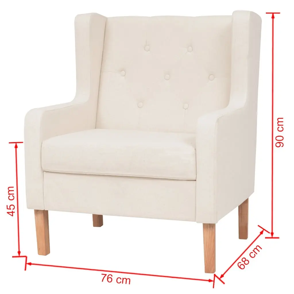 2 Piece Sofa Set Armchair 3 Seater Lounge Cream White