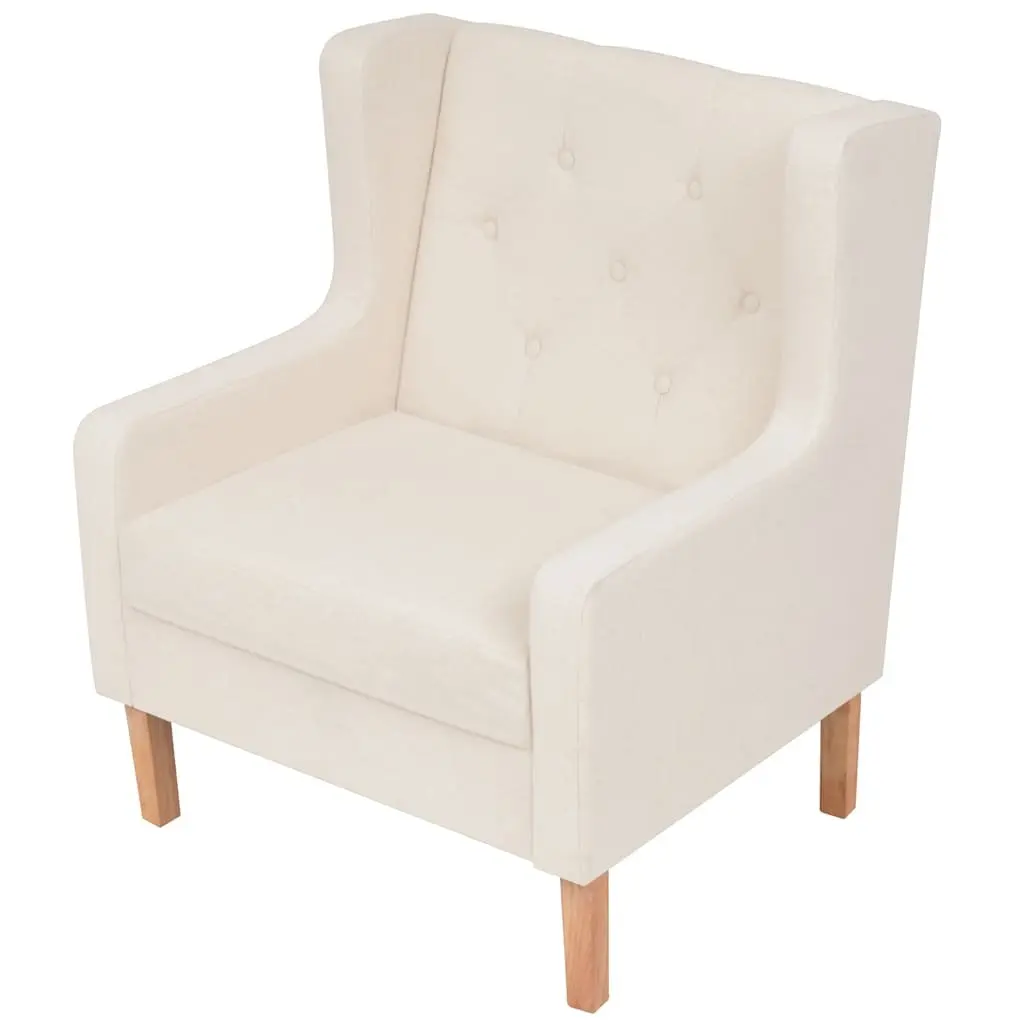 2 Piece Sofa Set Armchair 3 Seater Lounge Cream White