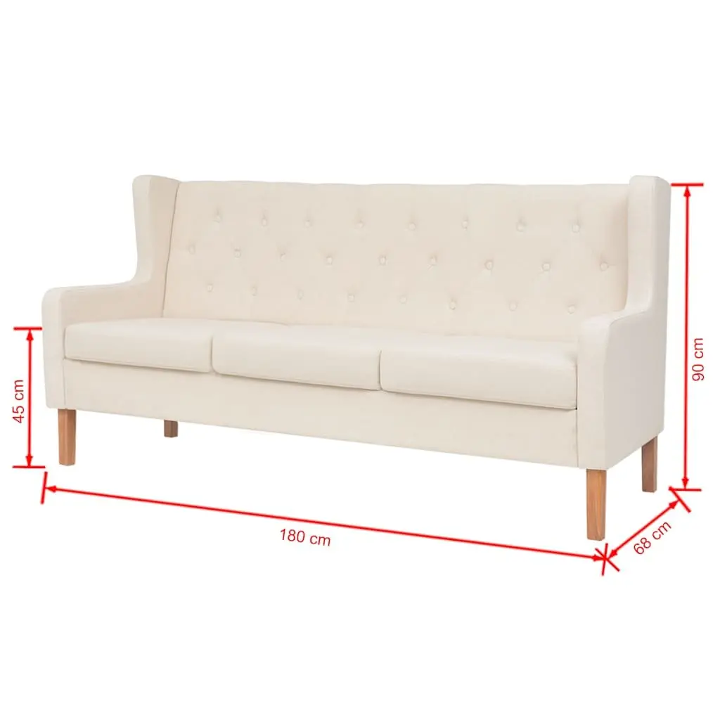 Fabric Sofa Set 2 Pieces White Upholstered Living Room Couch 2-Seater 3-Seater
