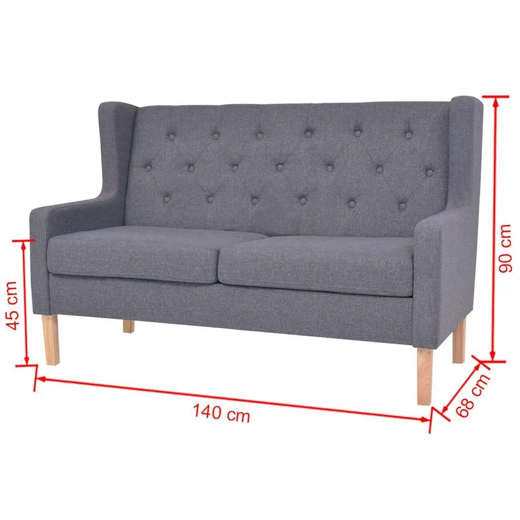 2-Piece Sofa Set Grey Fabric Armchair 2-Seater Lounge Suite