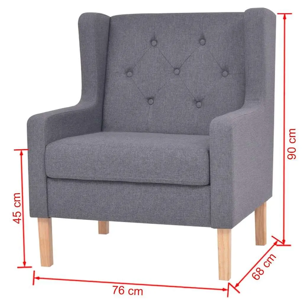 2-Piece Sofa Set Grey Fabric Armchair 2-Seater Lounge Suite