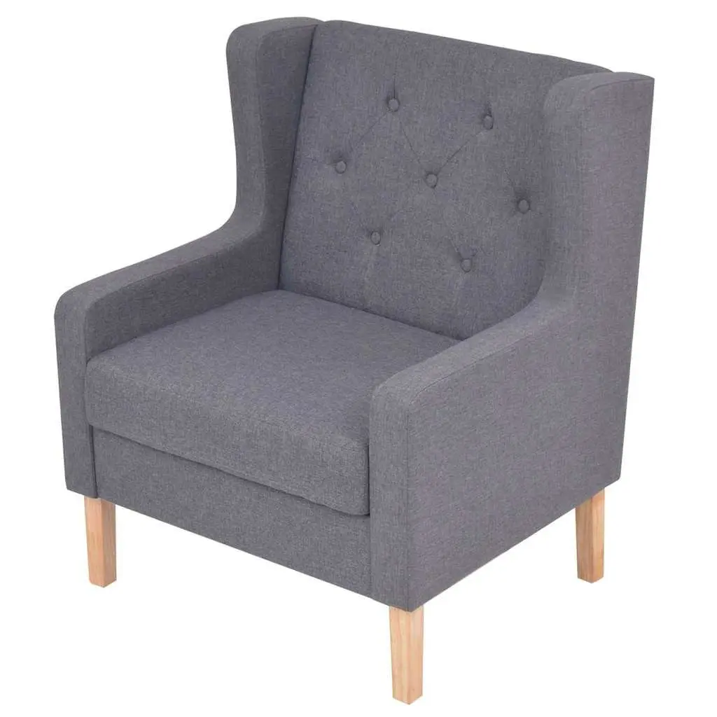 2-Piece Sofa Set Grey Fabric Armchair 2-Seater Lounge Suite