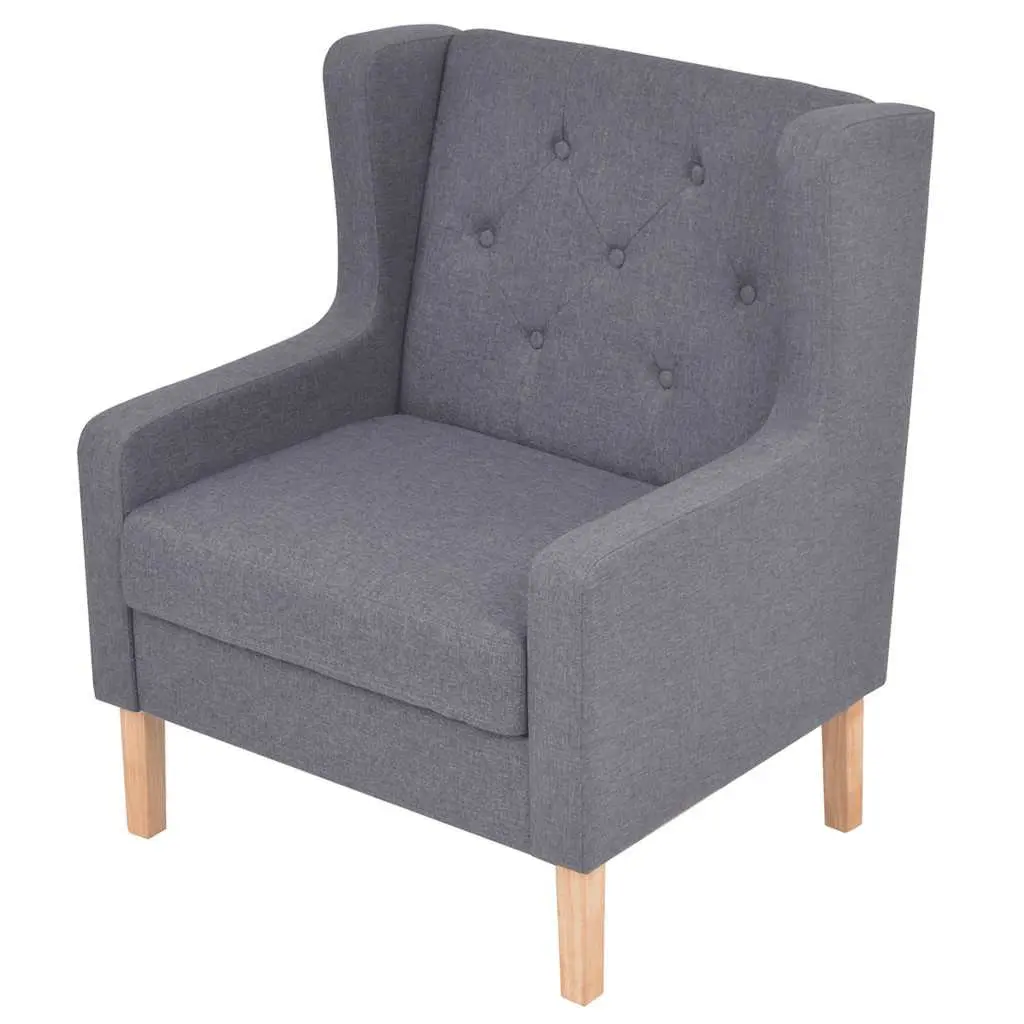 Grey Fabric Sofa Set 2 Pieces Armchair 3-Seater Living Room Lounge Suite