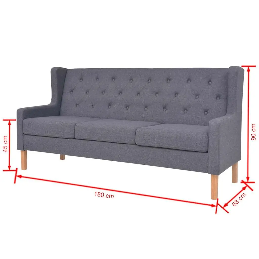 2 Piece Fabric Sofa Set Grey Comfortable Lounge Seating 2-Seater 3-Seater Suite