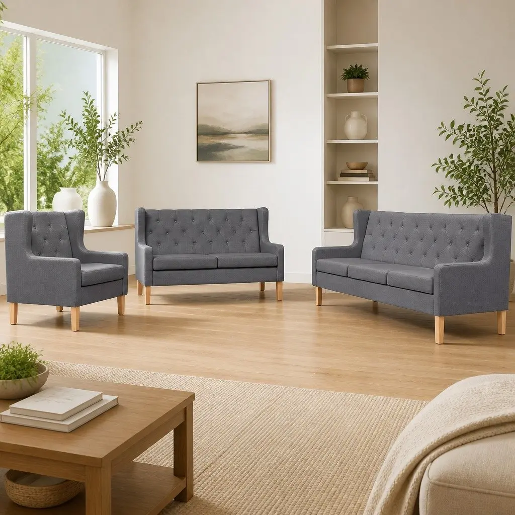 3-Piece Grey Sofa Set