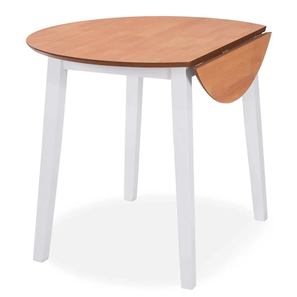Dining Set 3 Pieces Drop-Leaf Table Chairs White Kitchen Furniture