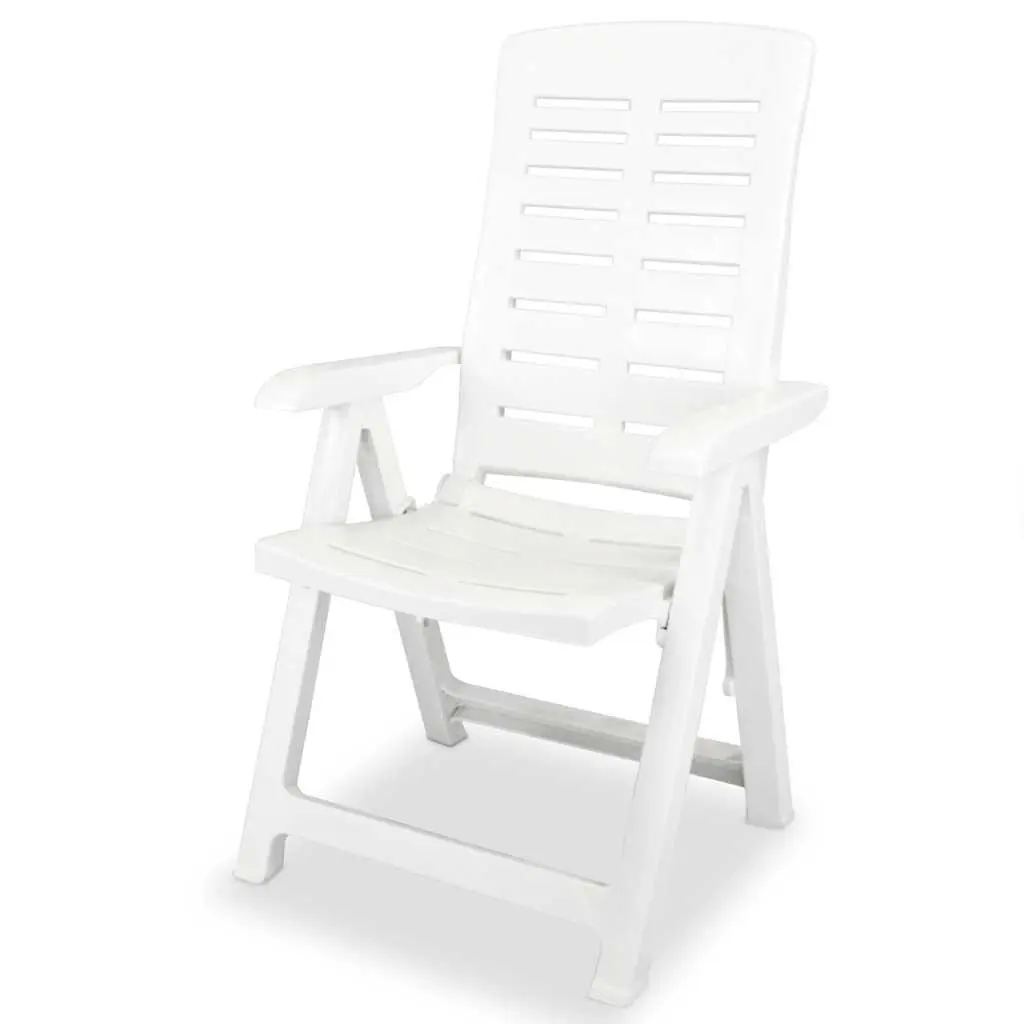 Reclining Garden Chairs Set 6 Piece Outdoor Plastic White Folding Patio Seating