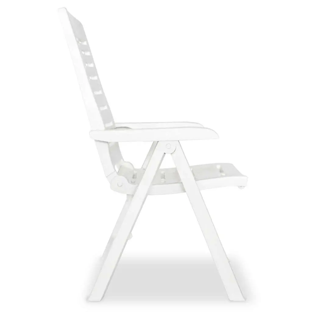 Reclining Garden Chairs Set 6 Piece Outdoor Plastic White Folding Patio Seating