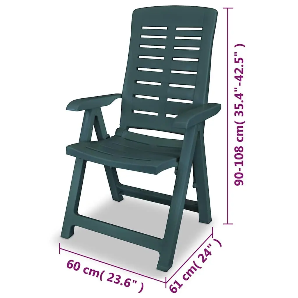 Outdoor Reclining Garden Chairs 4 pcs Plastic Folding Lightweight Weather